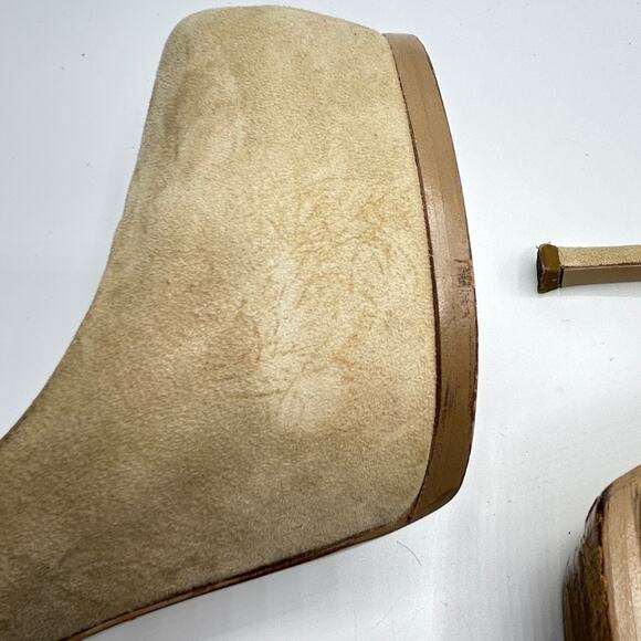 YSL Tribtoo Nude Suede Platform Pumps Size 39 Italy Y2K Stiletto Heels - Picture 11 of 13